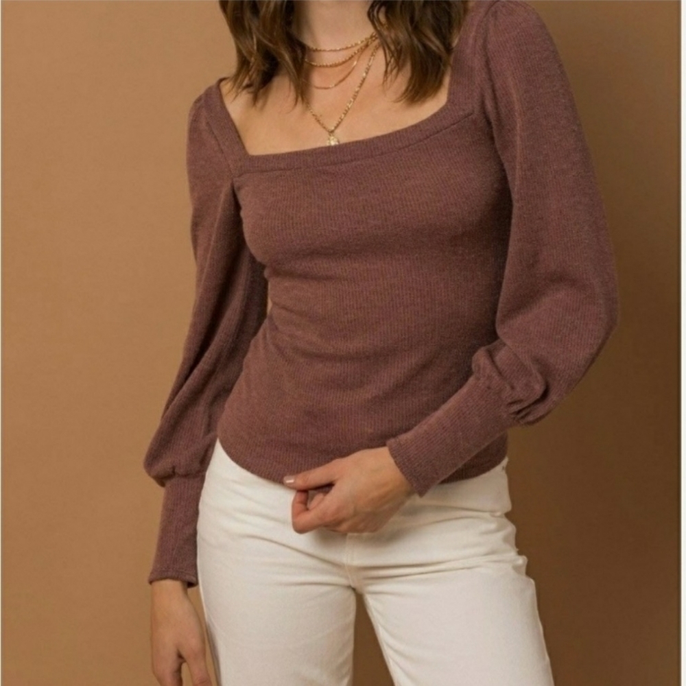 NWT GILLI Square Neck Sweater Mauve Sz L